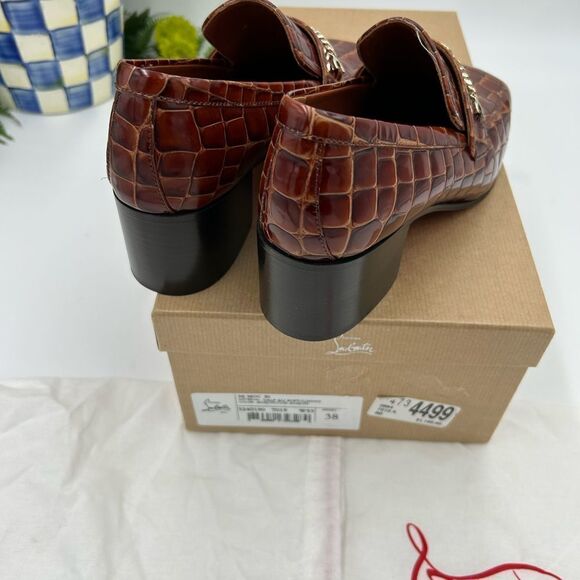 Women’s Christian Louboutin MJ, moc leather loafers size 38 made in Italy - Picture 5 of 13